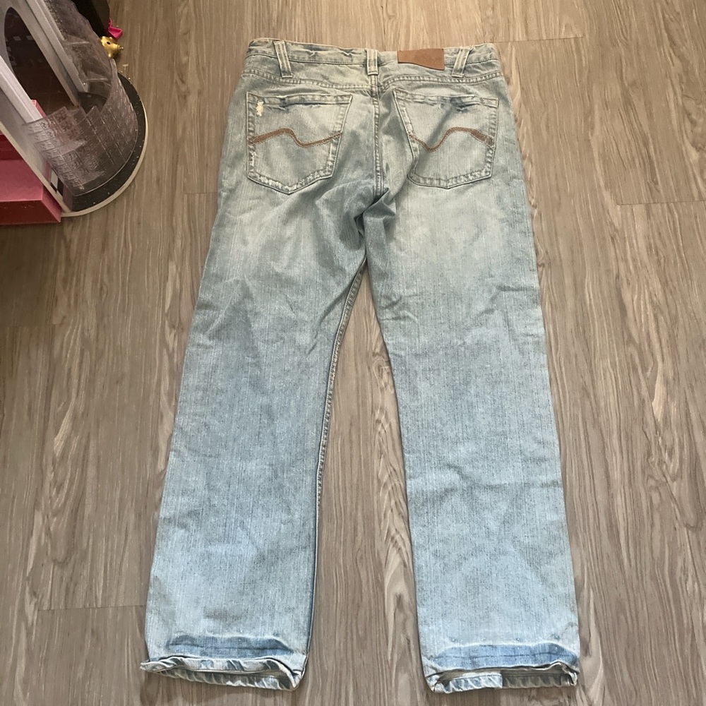 Light Blue Distressed Men's Jeans - Picture 3 of 3
